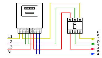 Схема подключения 3 фазного счетчика