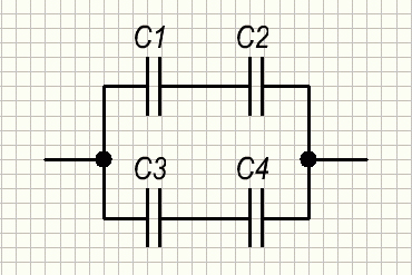 Смешанная схема соединения конденсаторов